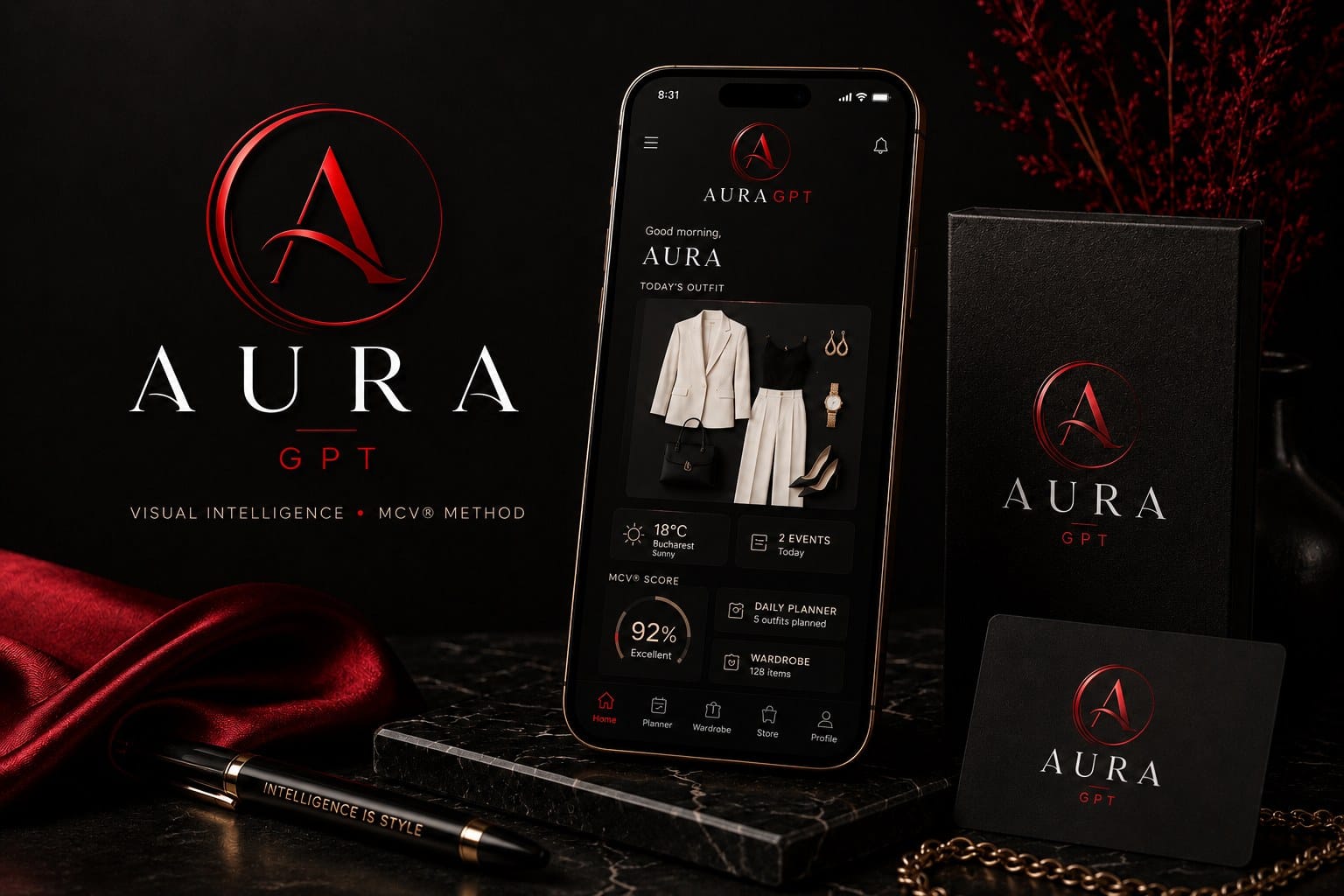 Aplicația Aura GPT — outfit zilnic, scor MCV® și planner