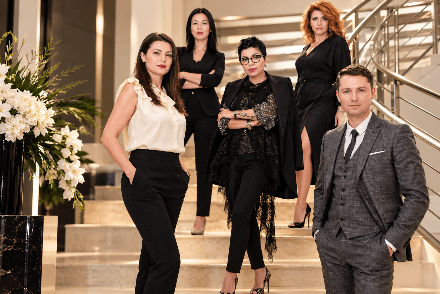 Aura Anghel con il suo team di consulenza d'immagine