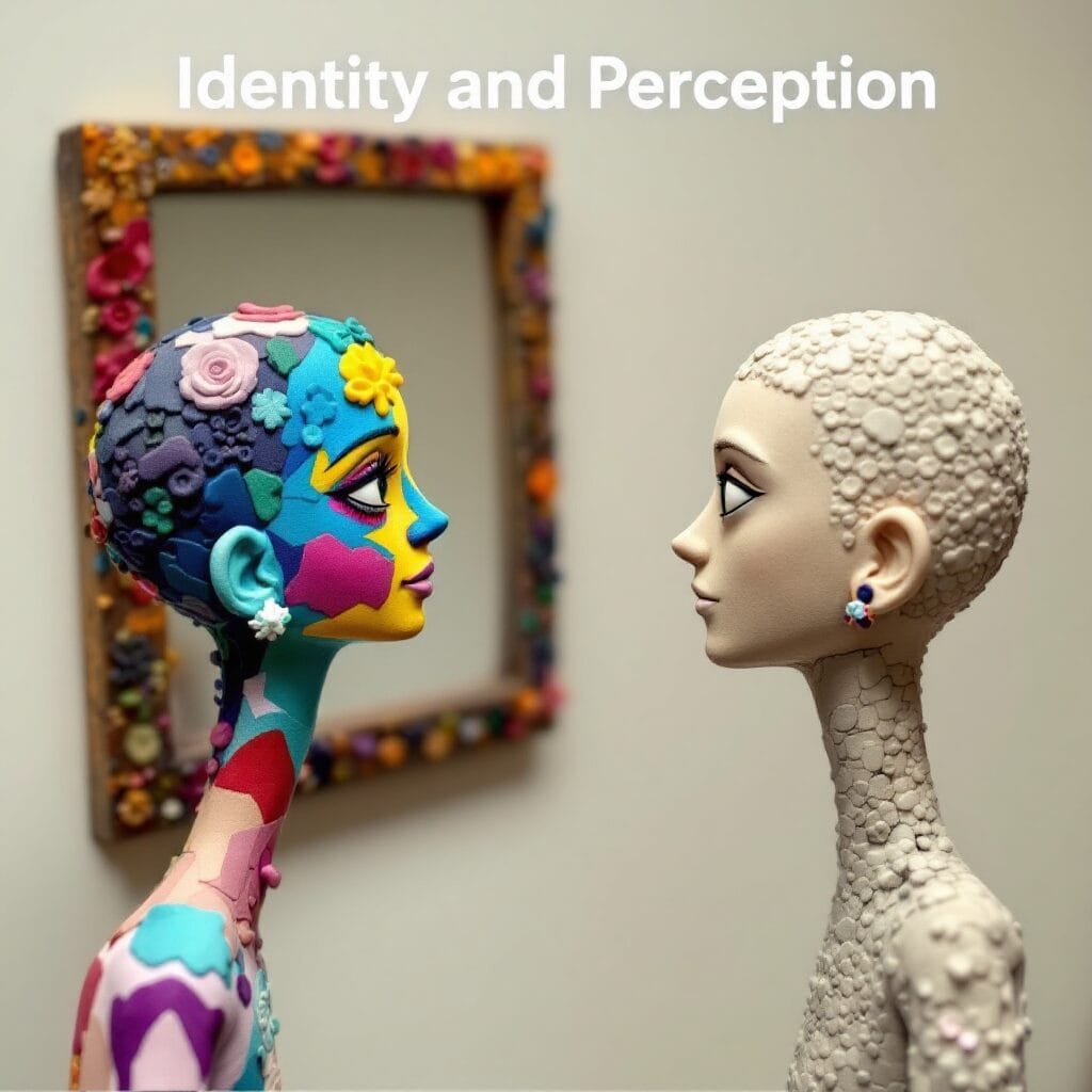 Donna che si guarda allo specchio, riflessione su identità e percezione di sé