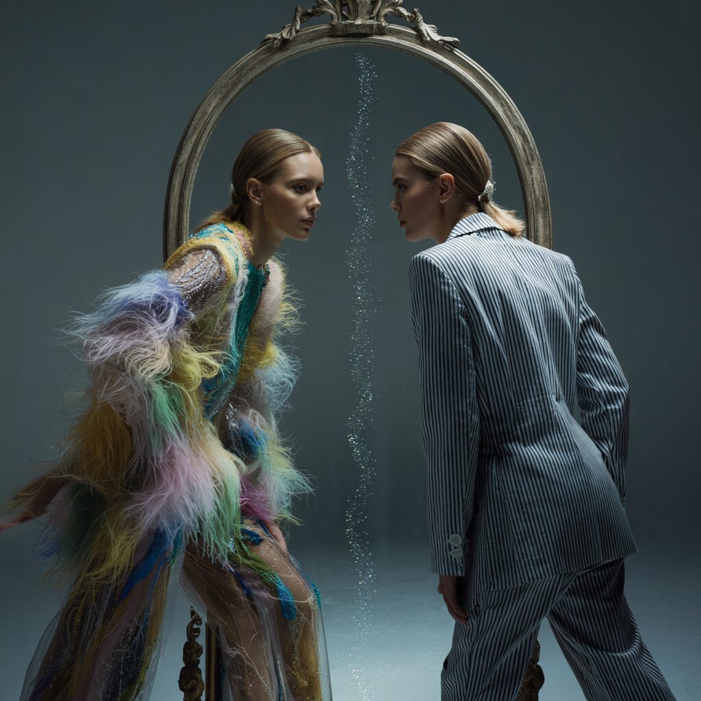 Femeie eleganta in oglinda