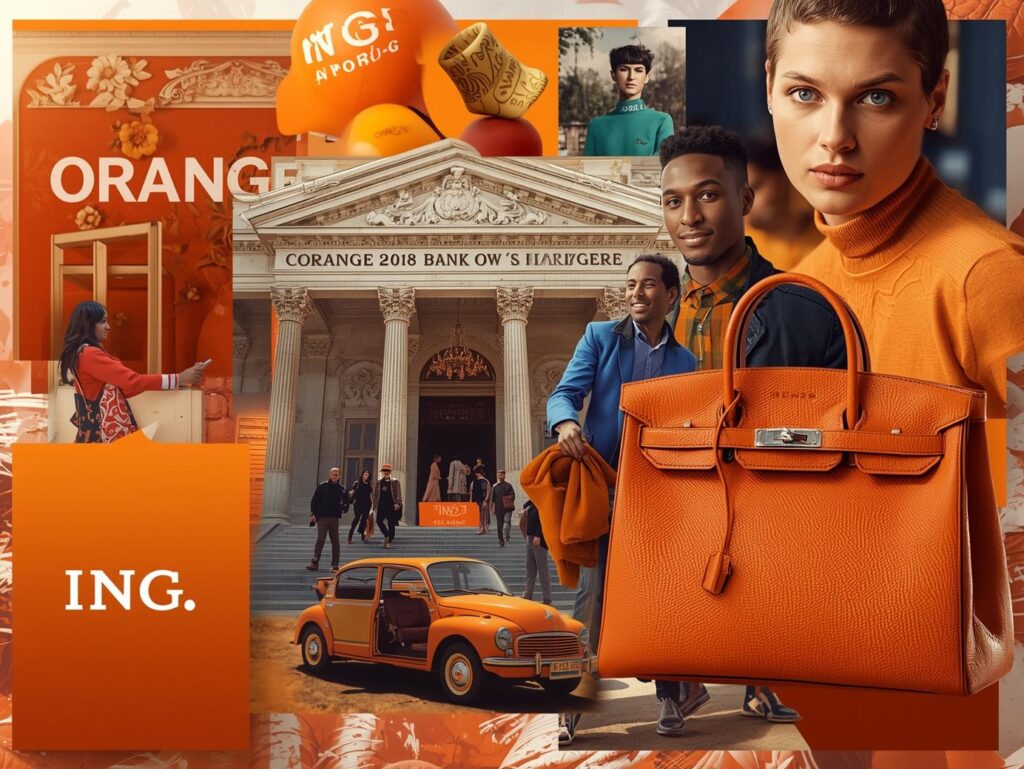 Portocaliul brand power ORANGE telecom ING bank Hermes bag moodboard