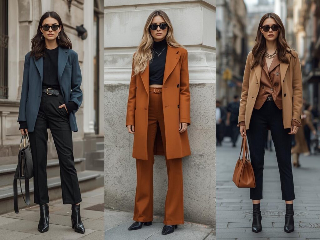 donna 5 outfit imagini reale • urban casual bussiness homless. 5 outfituri diverse.colorat divers moodboard